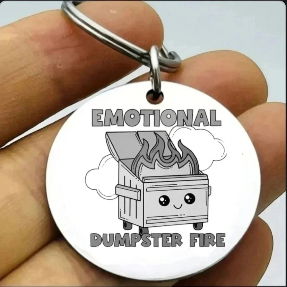 Emotional dumpster fire hot cute keychain
